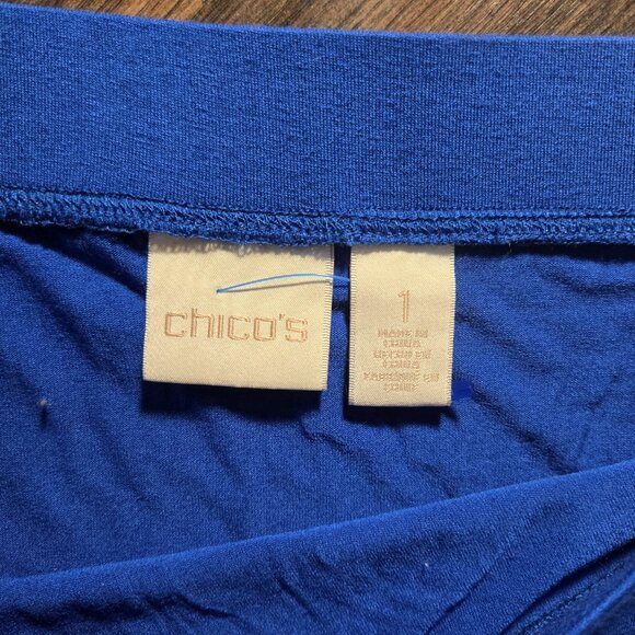 CHICO'S Boho Style Blue Maxi Length Fit & Flare Skirt NWOT/SIZE 1 (8) - Picture 5 of 6